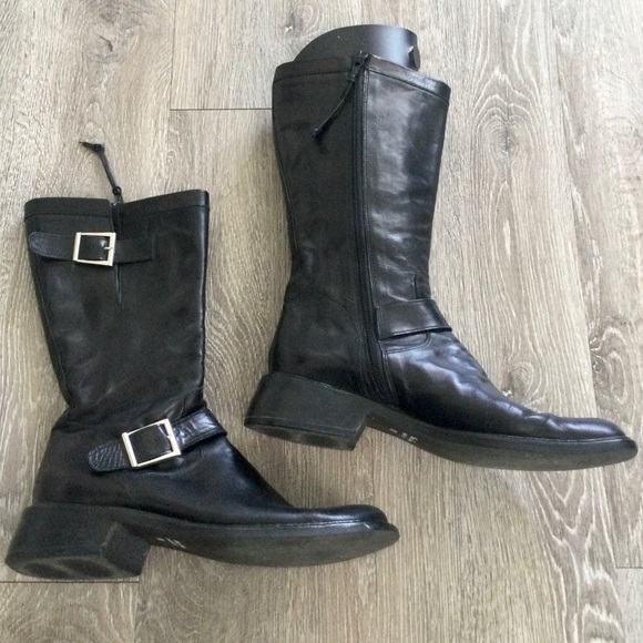 DONALD PLINER VERA GOMMA ITALIAN LEATHER MOTO STYLE BOOTS - Picture 2 of 4